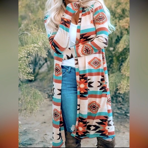 🌵Chic Spring-to-Fall Aztec Tribal Long Shirt - Picture 9 of 11